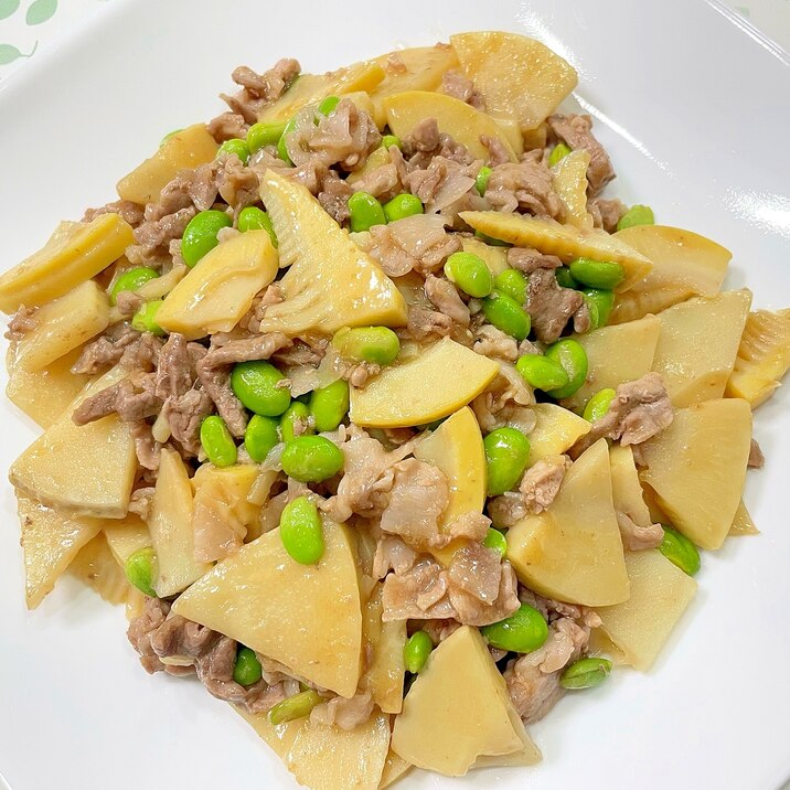 筍と枝豆の豚肉炒め